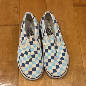 Checkered Vans slip ons
